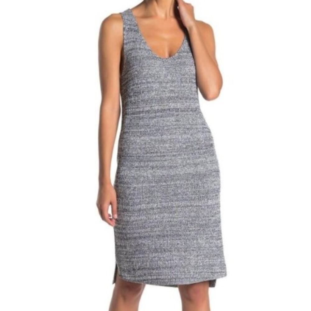 Susina Marled Knit Sleeveless Tank Sweater Dress Black Gray Women's XS Med Large